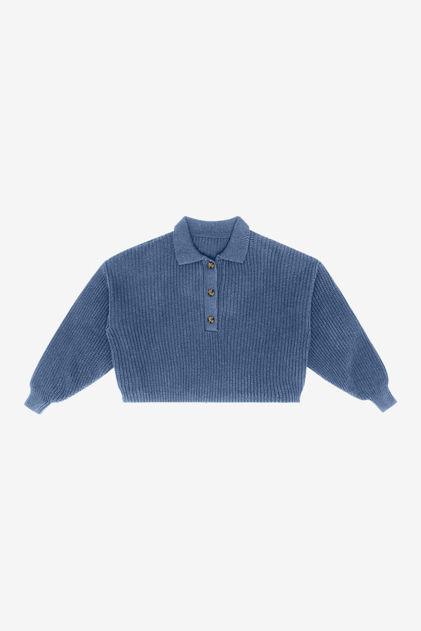 los angeles apparel Fisherman Cropped Polo Pullover