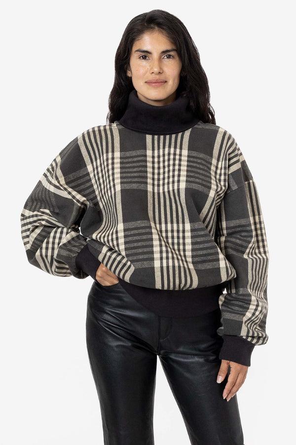 Los Angeles Apparel Flannel Turtleneck Sweater With Heavy Cotton Rib