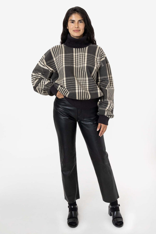 Los Angeles Apparel Flannel Turtleneck Sweater With Heavy Cotton Rib