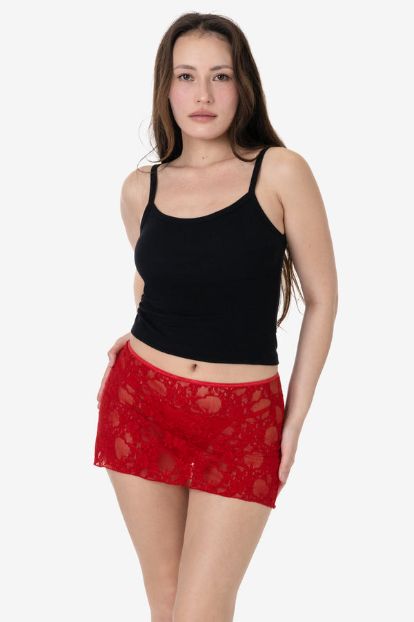 Los Angeles Apparel Floral Lace Micro Mini Slip Skirt