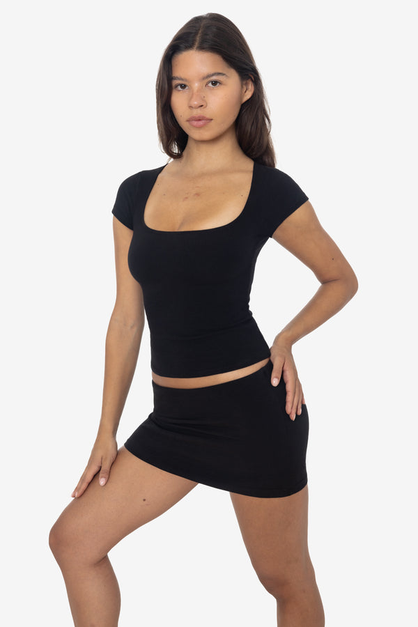 los angeles apparel Garment Dye Cotton Spandex Squareneck Top