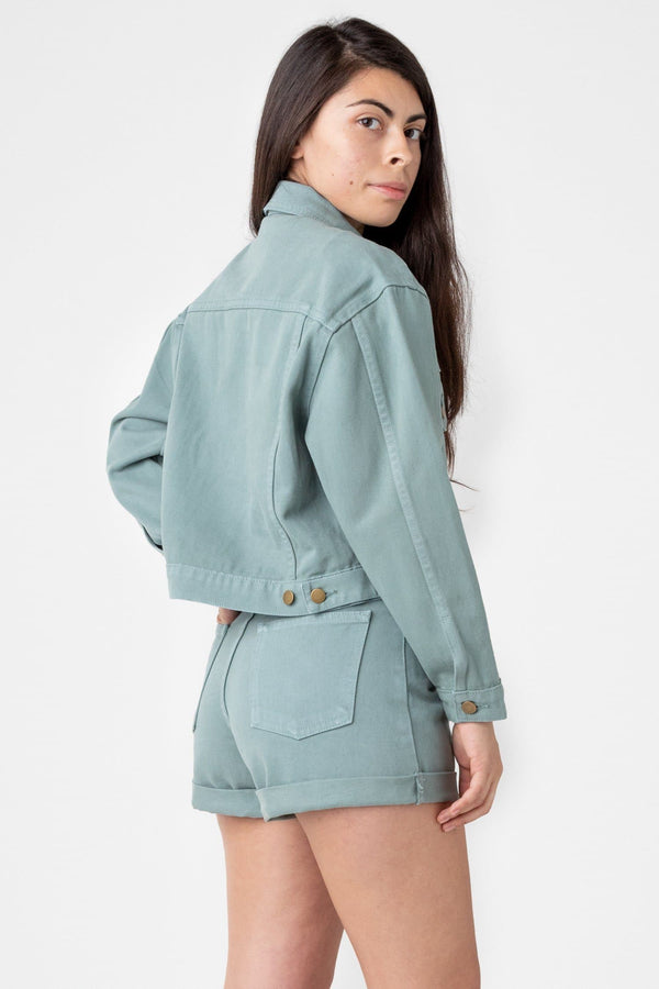 Los Angeles Apparel Garment Dye Cropped Bull Denim Jacket