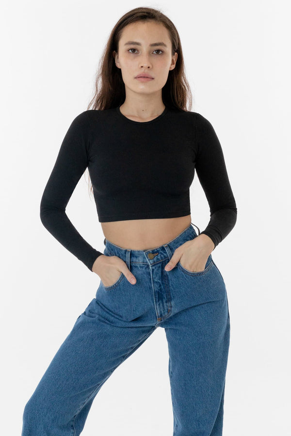 los angeles apparel Garment Dye Long Sleeve Crop Top