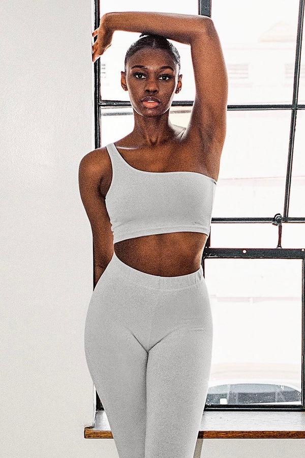 Los Angeles Apparel Garment Dye One Shoulder Crop Top