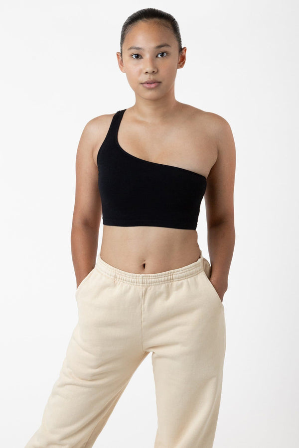 los angeles apparel Garment Dye One Shoulder Crop Top