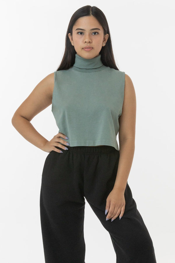 Los Angeles Apparel Garment Dye Sleeveless Turtleneck Crop Top