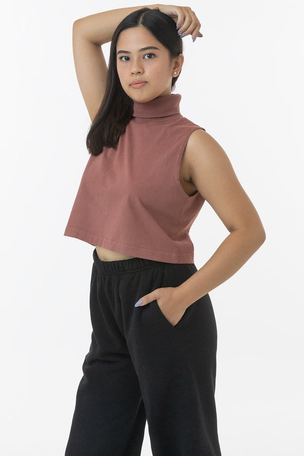 Los Angeles Apparel Garment Dye Sleeveless Turtleneck Crop Top