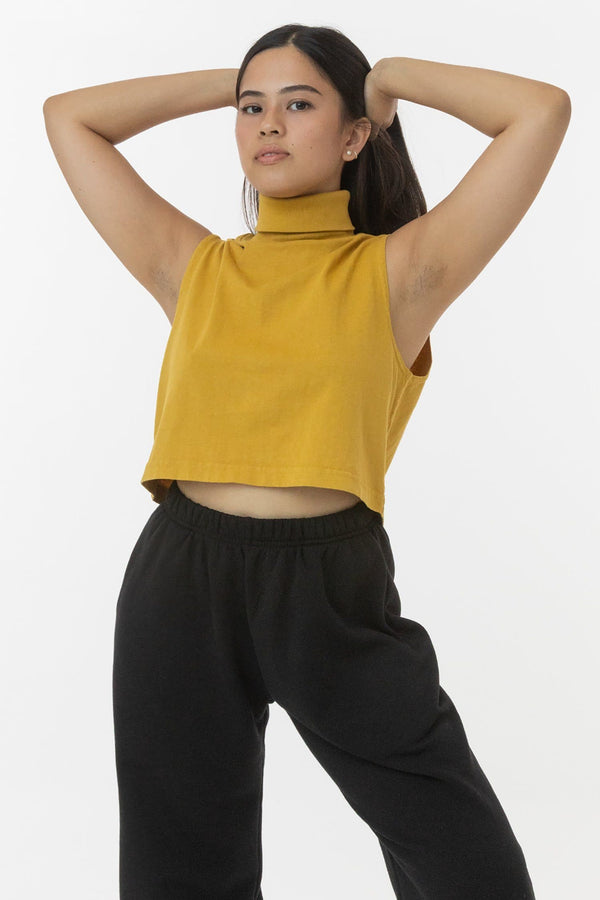 Los Angeles Apparel Garment Dye Sleeveless Turtleneck Crop Top