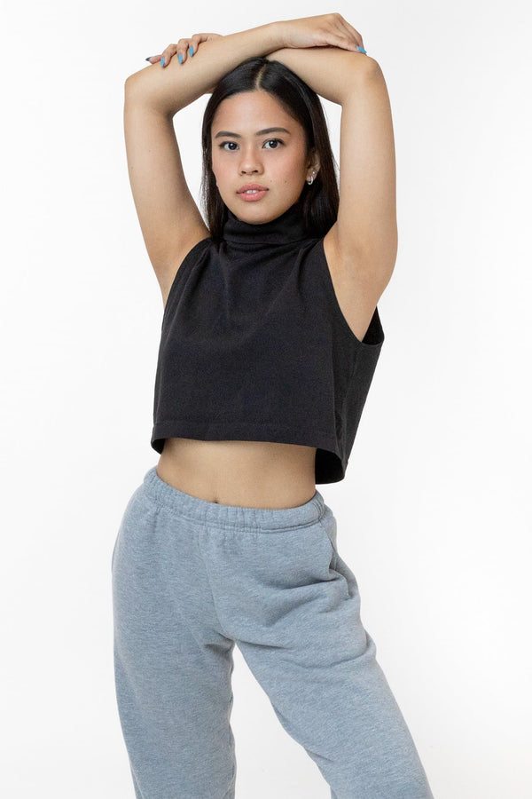 los angeles apparel Garment Dye Sleeveless Turtleneck Crop Top