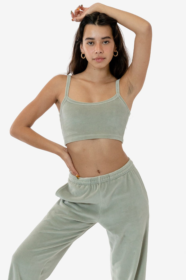 Los Angeles Apparel Garment Dye Velour Spaghetti Crop Tank