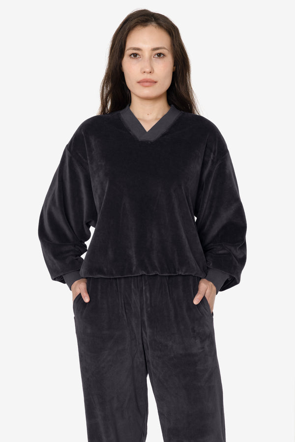 Los Angeles Apparel Garment Dye Velour V-neck Sweatshirt
