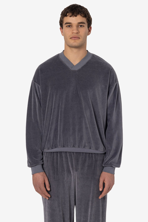 Los Angeles Apparel Garment Dye Velour V-neck Sweatshirt
