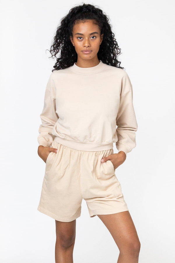 Los Angeles Apparel Garment Dyed Cropped Mock Neck French Terry Pullover