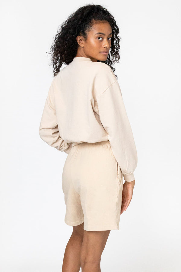 Los Angeles Apparel Garment Dyed Cropped Mock Neck French Terry Pullover