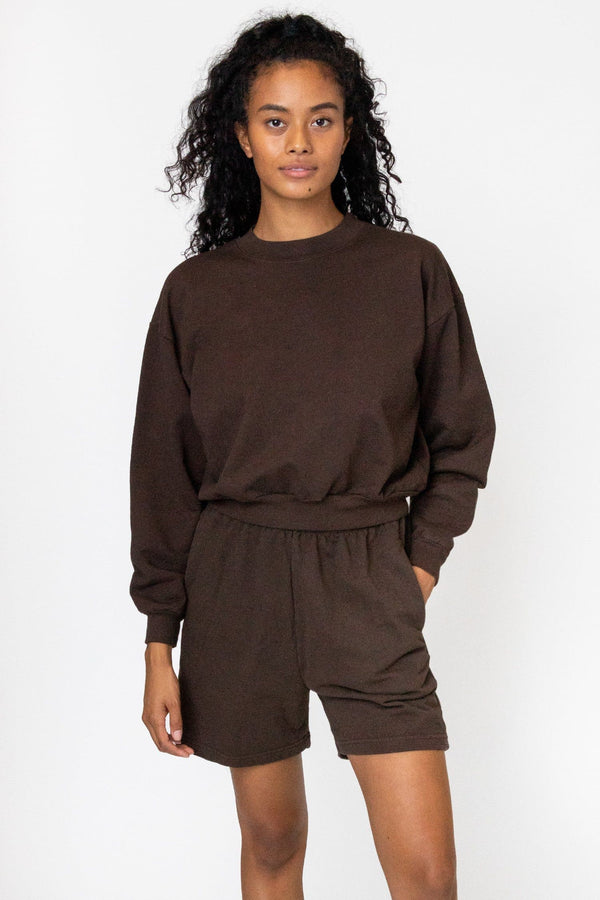 los angeles apparel Garment Dyed Cropped Mock Neck French Terry Pullover