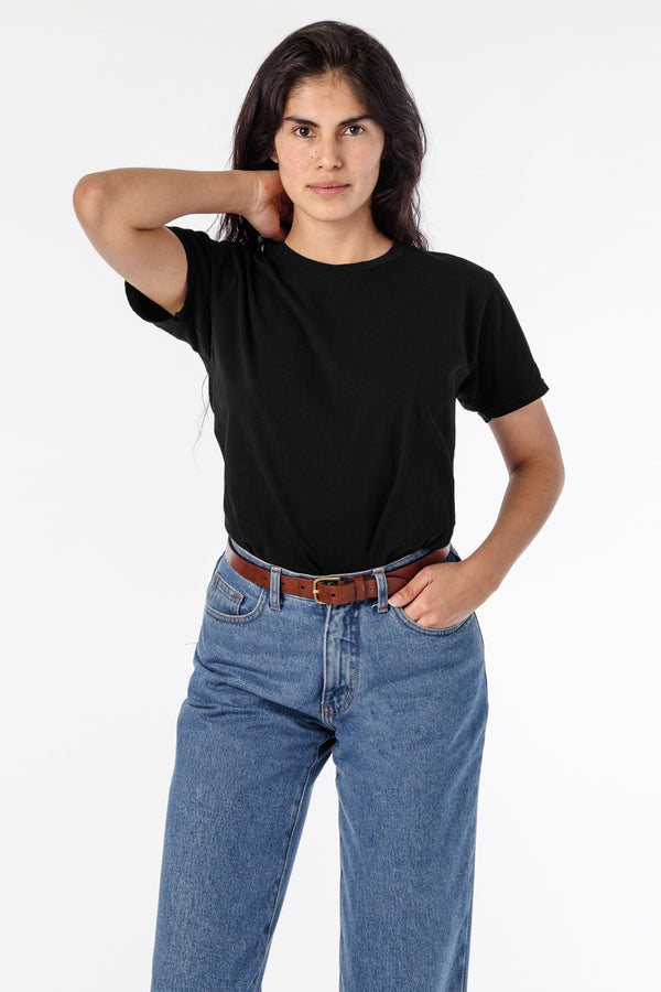 los angeles apparel Garment Dyed Short Sleeve Boyfriend Tee