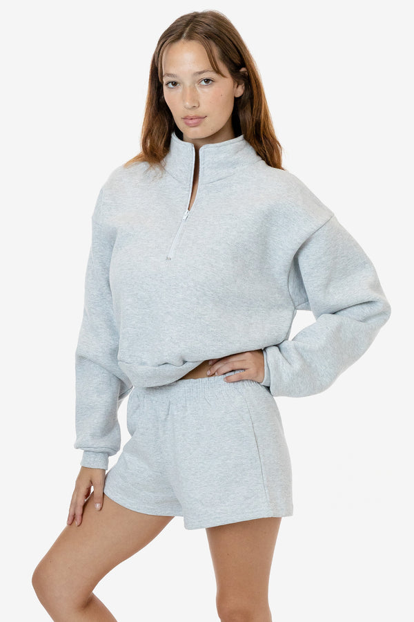 Los Angeles Apparel Heavy Fleece Cropped Half Zip Pullover (Piece Dye)