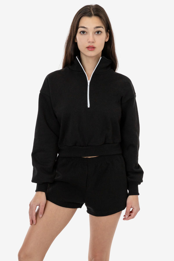 los angeles apparel Heavy Fleece Cropped Half Zip Pullover (Piece Dye)