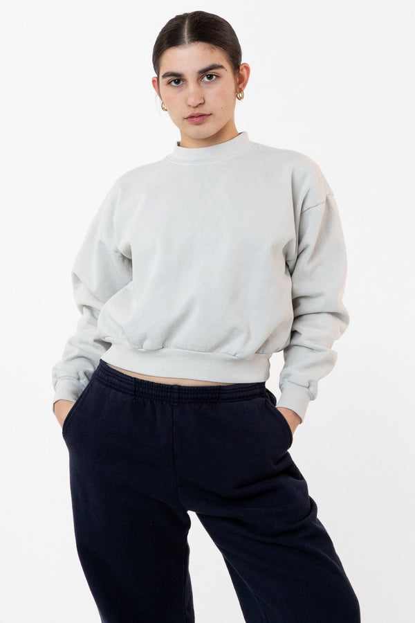 Los Angeles Apparel Heavy Fleece Cropped Mock Neck Pullover (Garment Dye)