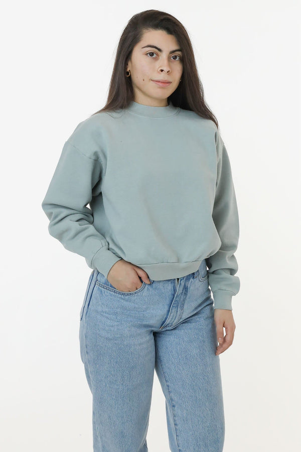 Los Angeles Apparel Heavy Fleece Cropped Mock Neck Pullover (Garment Dye)