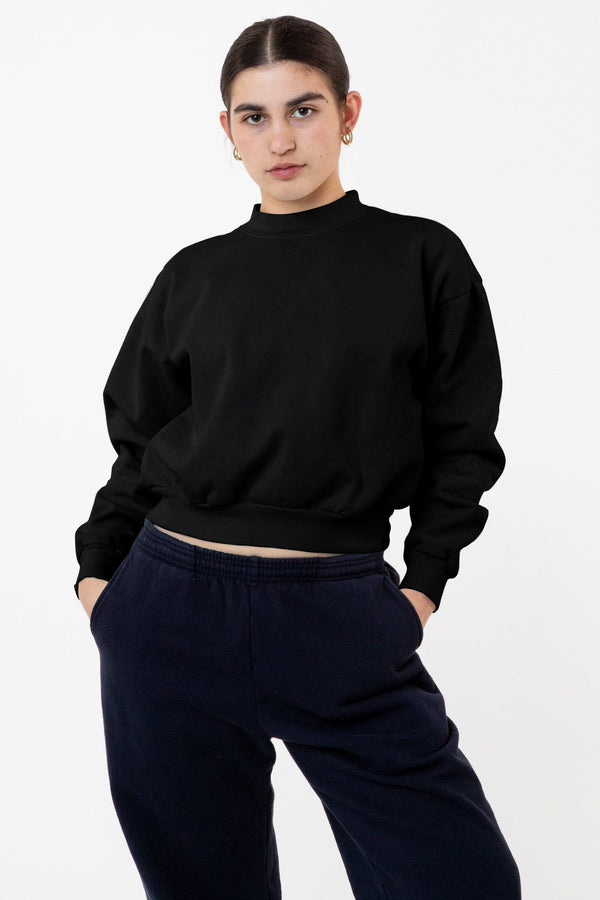 los angeles apparel Heavy Fleece Cropped Mock Neck Pullover (Garment Dye)