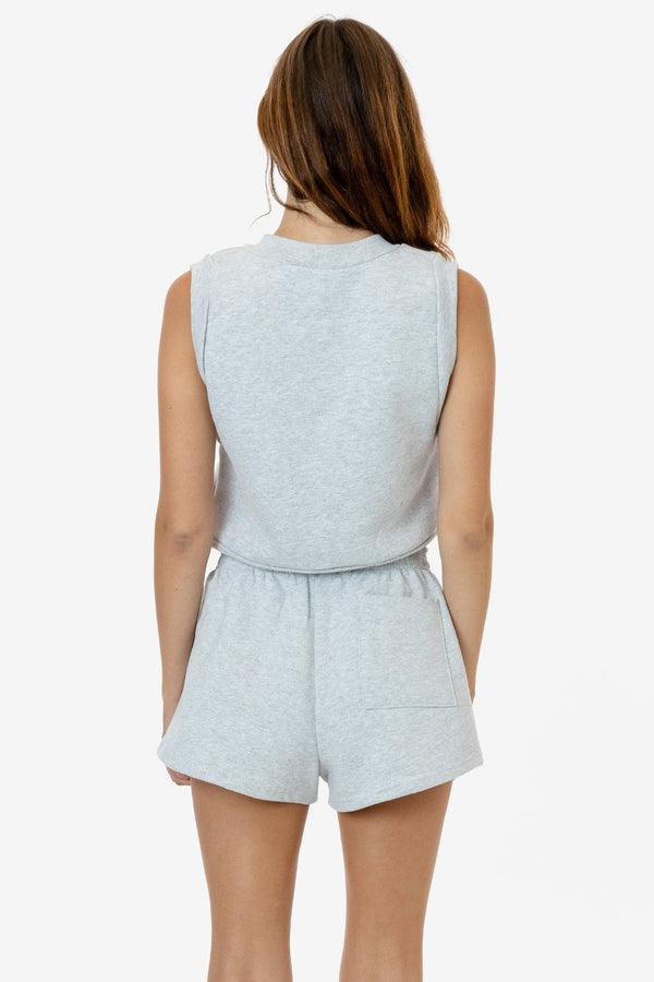 Los Angeles Apparel Heavy Fleece Cropped V-neck Vest (Piece Dye)