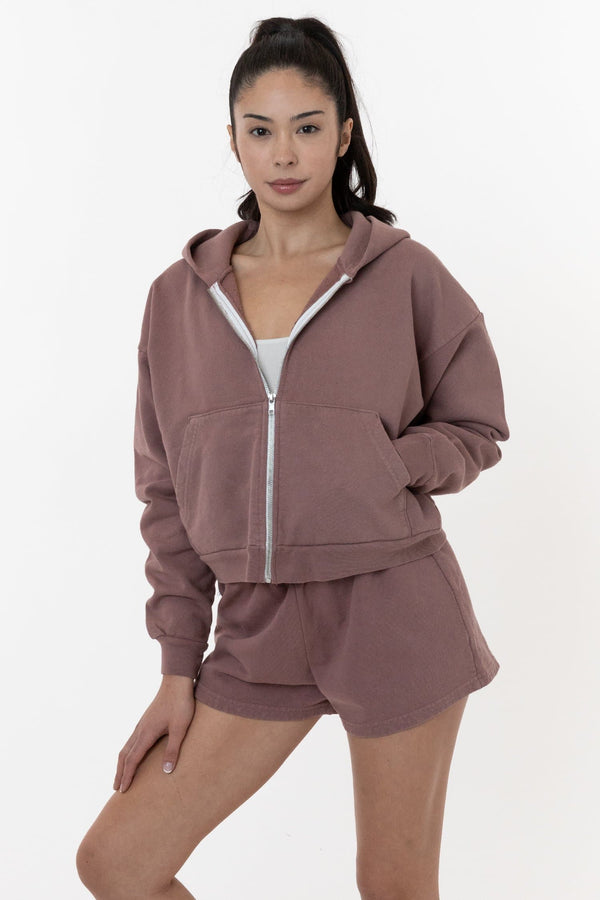 Los Angeles Apparel Heavy Fleece Cropped Zip-Up Hoodie (Garment Dye)