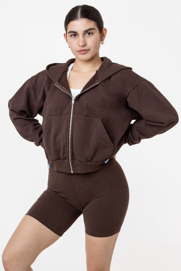 Los Angeles Apparel Heavy Fleece Cropped Zip-Up Hoodie (Garment Dye)