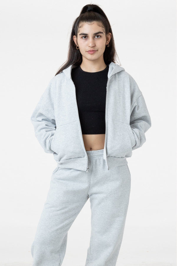 Los Angeles Apparel Heavy Fleece Cropped Zip-Up Hoodie (Piece Dye)