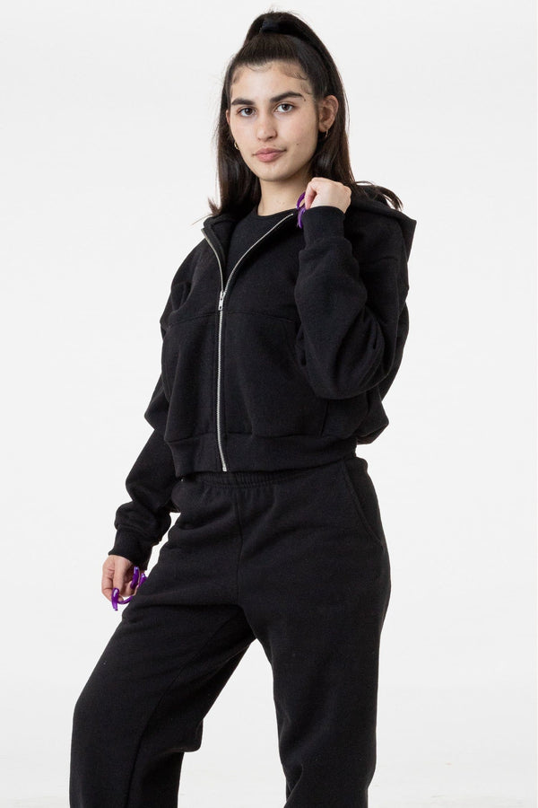 Los Angeles Apparel Heavy Fleece Cropped Zip-Up Hoodie (Piece Dye)
