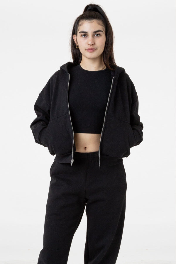 los angeles apparel Heavy Fleece Cropped Zip-Up Hoodie (Piece Dye)