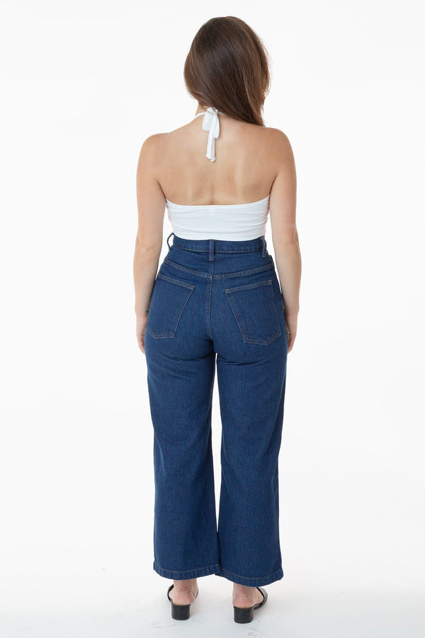 Los Angeles Apparel High Waisted Wide Leg Denim Jean