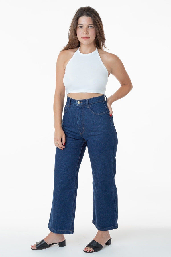 los angeles apparel High Waisted Wide Leg Denim Jean