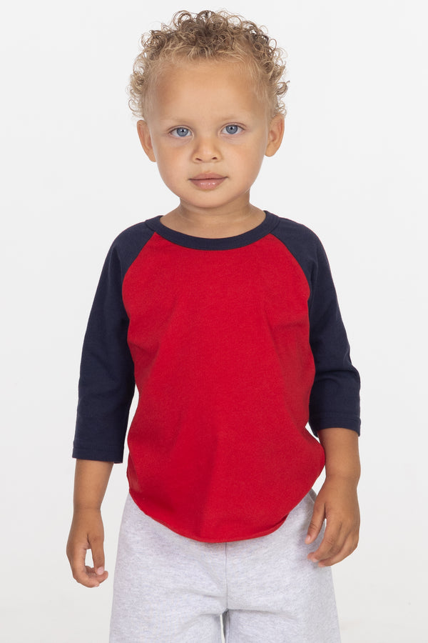 Los Angeles Apparel Infant 3/4 Sleeve Poly Cotton Raglan