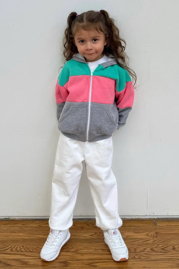 Los Angeles Apparel Kids Flex Fleece Color Block Zip Hoodie