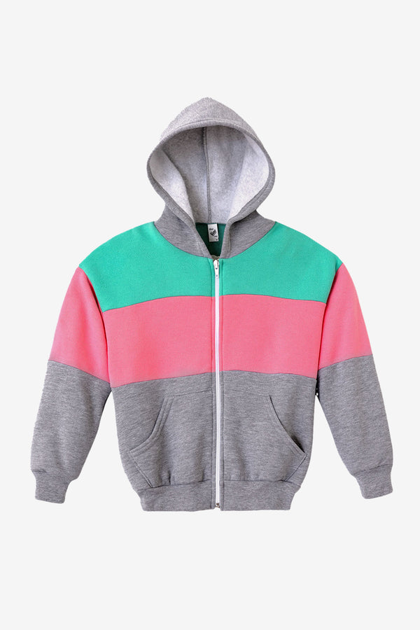 Los Angeles Apparel Kids Flex Fleece Color Block Zip Hoodie