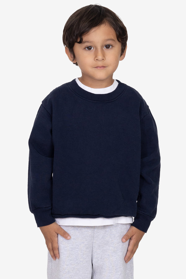 los angeles apparel Kids Heavy Fleece Garment Dye Crew Sweatshirt