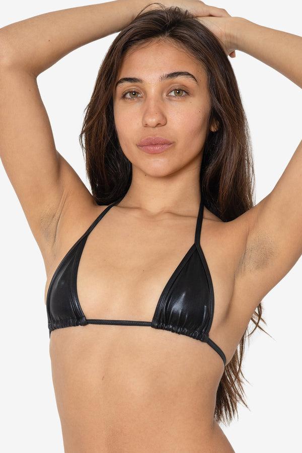 los angeles apparel Lamé Micro Triangle String Bikini Top