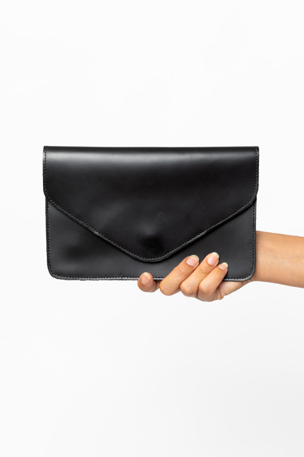 los angeles apparel Large Multifunctional Belted Envelope Clutch