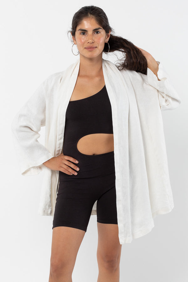 Los Angeles Apparel Linen Burlap Tie Front Cardigan