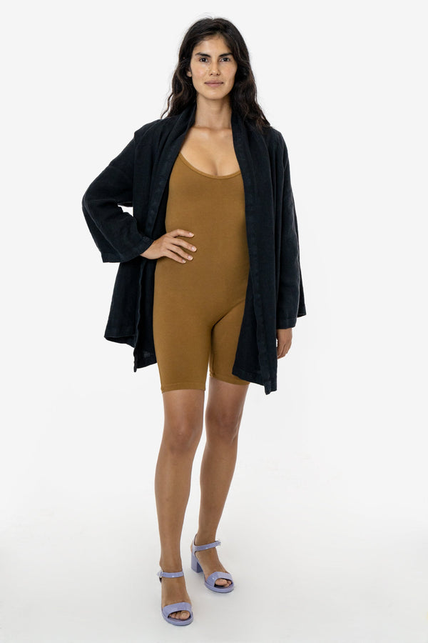 los angeles apparel Linen Burlap Tie Front Cardigan