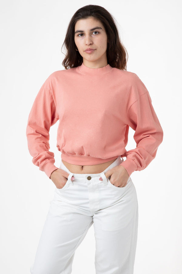 Los Angeles Apparel Long Sleeve Garment Dye Cropped Mockneck