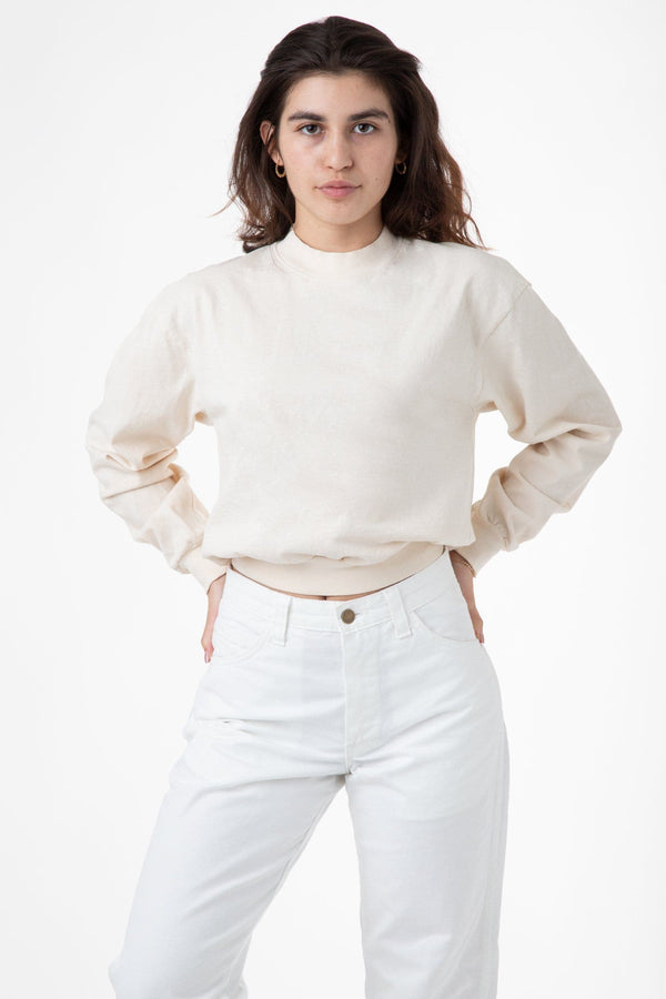 Los Angeles Apparel Long Sleeve Garment Dye Cropped Mockneck