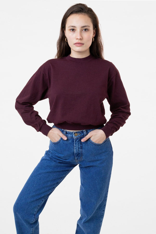 Los Angeles Apparel Long Sleeve Garment Dye Cropped Mockneck