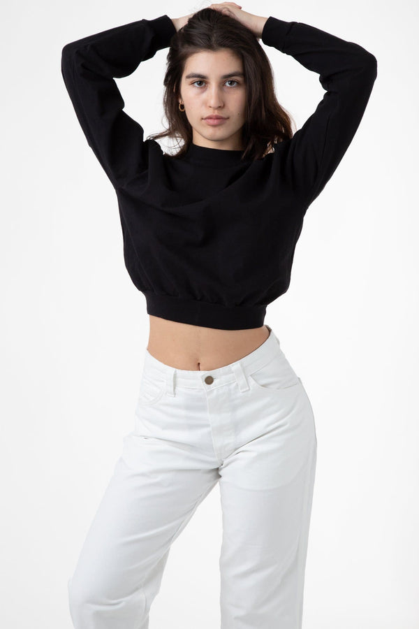 los angeles apparel Long Sleeve Garment Dye Cropped Mockneck