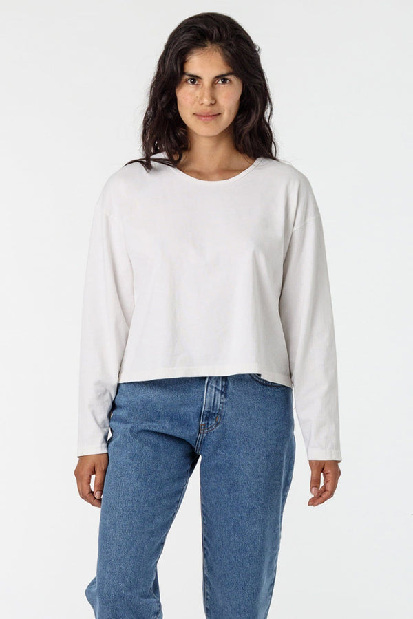 Los Angeles Apparel Long Sleeve Garment Dye Cropped T-Shirt