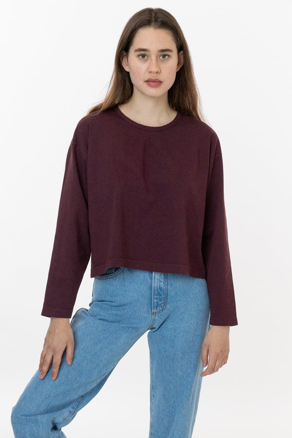 Los Angeles Apparel Long Sleeve Garment Dye Cropped T-Shirt