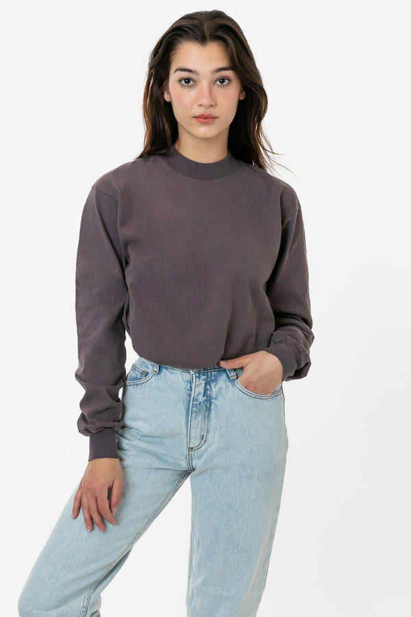 Los Angeles Apparel Long Sleeve Garment Dye Mockneck T-Shirt