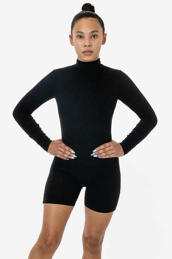 Los Angeles Apparel Long Sleeve Ponte Mock Neck Biketard