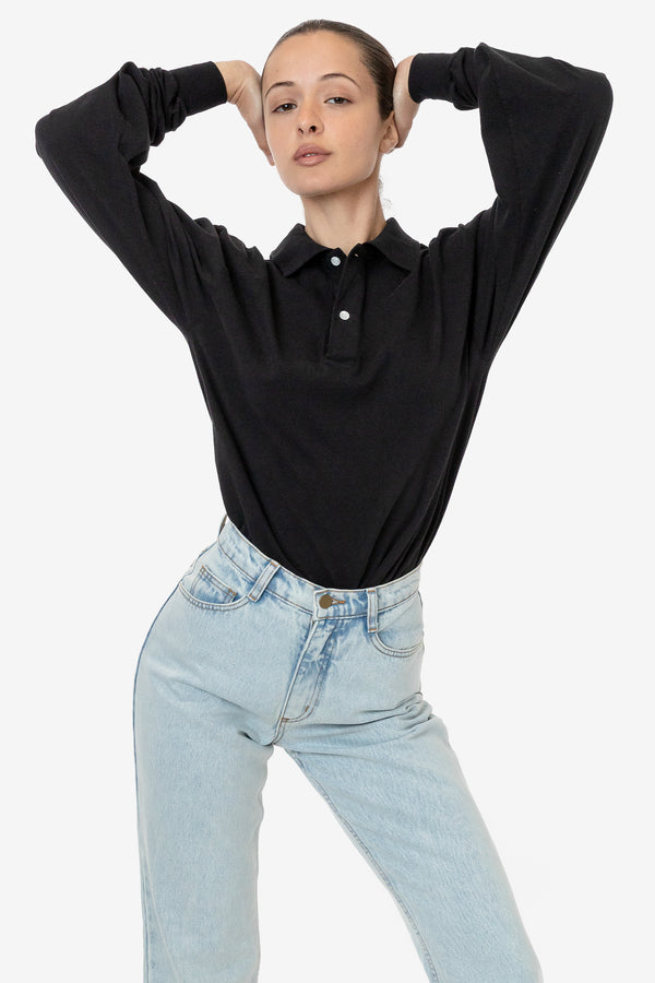 los angeles apparel 18/1 Long Sleeve Polo T-Shirt